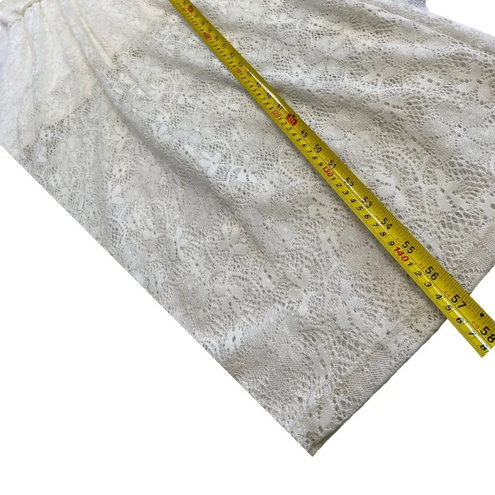 Bongo Womens Cream White Lace Maxi Dress Elastic Waist Boho‎ Cottagecore Large